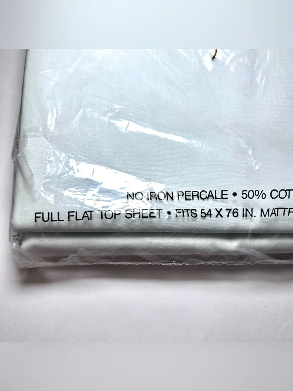 Vintage Cannon White Full Flat Sheet No-Iron Percale Open Package